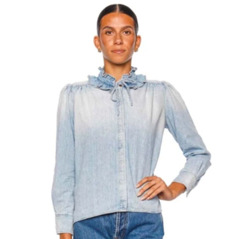 Citizens of Humanity Calista Frill Collar Shirt Womens S Skylar Colorway Sample